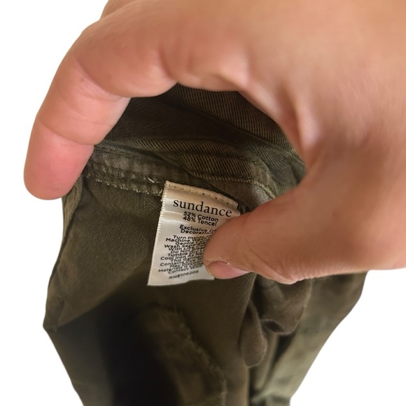 Sundance Olive Green Embroidered Cargo Pants Size 14 Boho Earthy - Picture 9 of 16